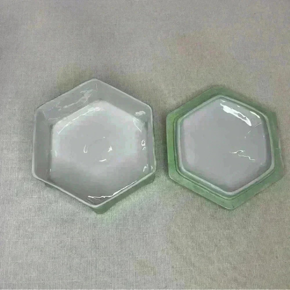 MZ Austria Hand Painted Footed Hexagon Trinket Box - Picture 8 of 13